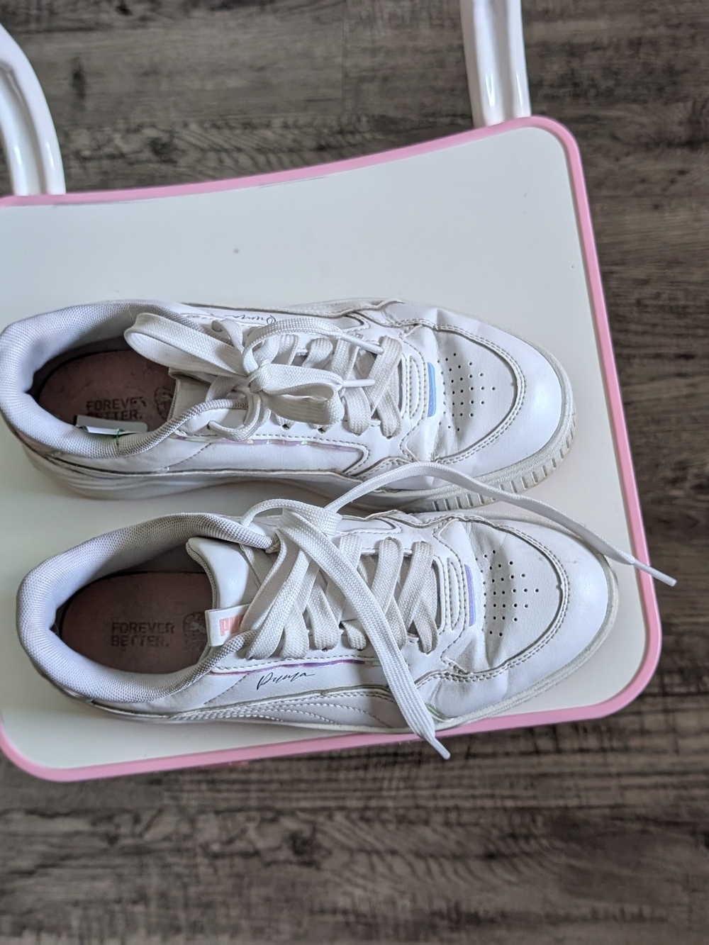 Puma White Sneakers with Subtle Pink Trim